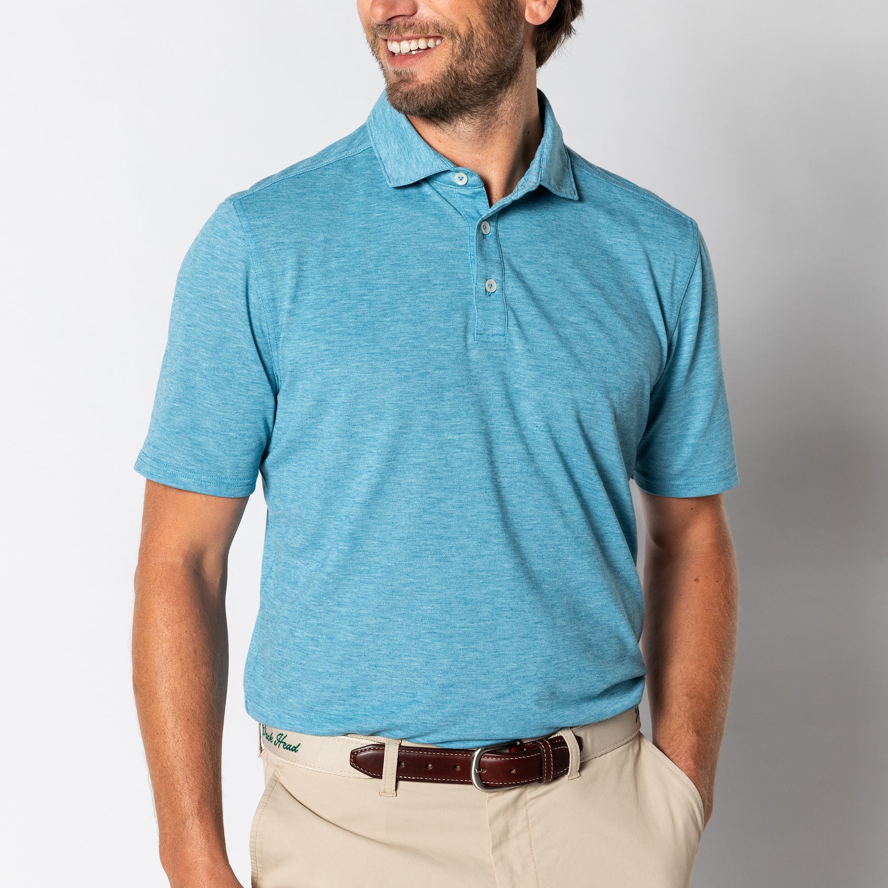 Duck Head Summerford Performance Pique Polo — Blue, for everyday travel.
