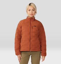 Mountain Hardwear Women's Stretchdown Jacket — Black, for climbing, backpacking, hiking, travel, and camping.