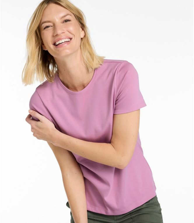 LL Bean Women's Pima Crewneck Short Sleeve Shirt — Soft cotton, for everyday wear.