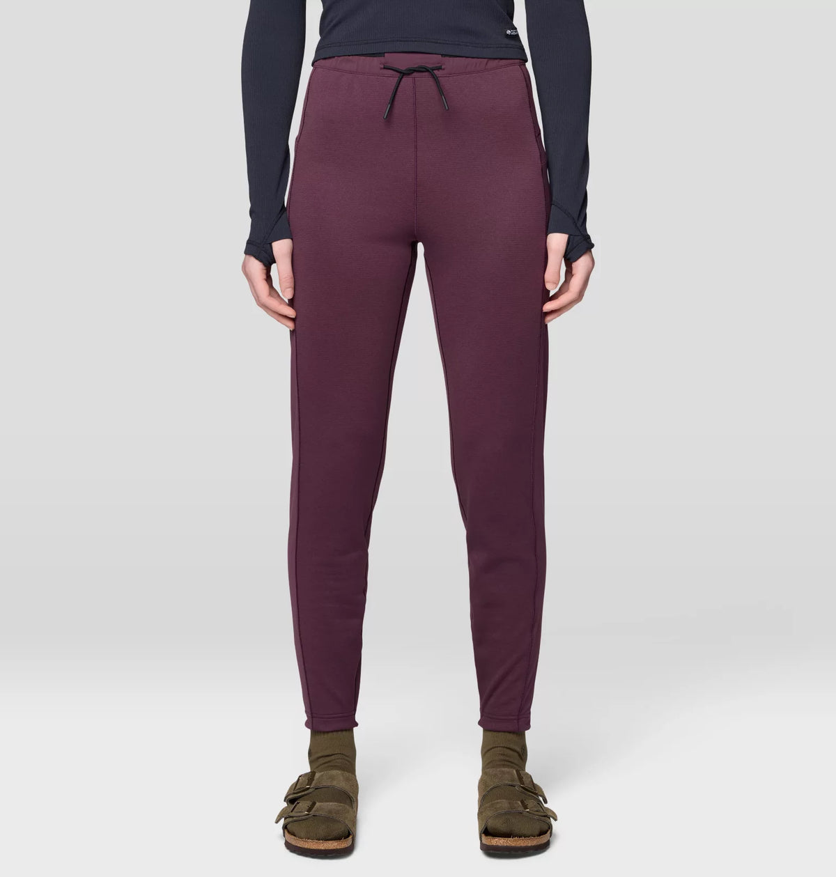 Mountain Hardwear Women's Up First Tech Fleece Pant — Black, for hiking, everyday, and travel.