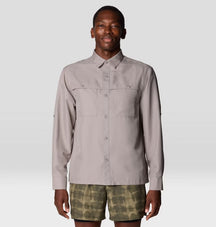 Mountain Hardwear Men's Sun Drift Cooling Long Sleeve Shirt — Moss, for hiking, everyday wear, and travel
