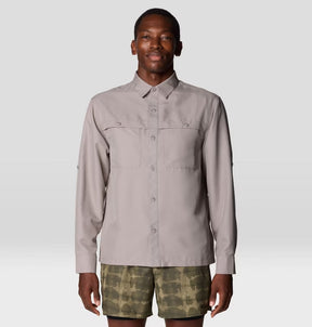 Mountain Hardwear Men's Sun Drift Cooling Long Sleeve Shirt — Moss, for hiking, everyday wear, and travel