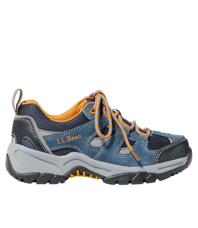 LL Bean Kids Trail Model Hikers Low — Gray/Blue, for hiking.