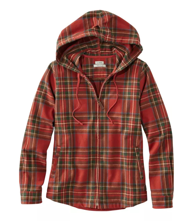 L.L. Bean - Women's Scotch Plaid Flannel Shirt, Relaxed Zip Hoodie