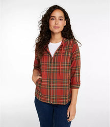 L.L. Bean - Women's Scotch Plaid Flannel Shirt, Relaxed Zip Hoodie