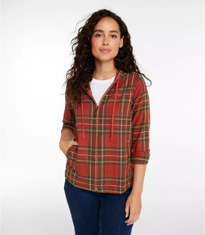L.L. Bean - Women's Scotch Plaid Flannel Shirt, Relaxed Zip Hoodie