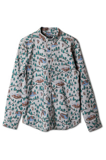 KAVU Linden — Blue plaid button-up shirt, for everyday travel.