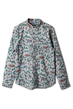 KAVU Linden — Blue plaid button-up shirt, for everyday travel.