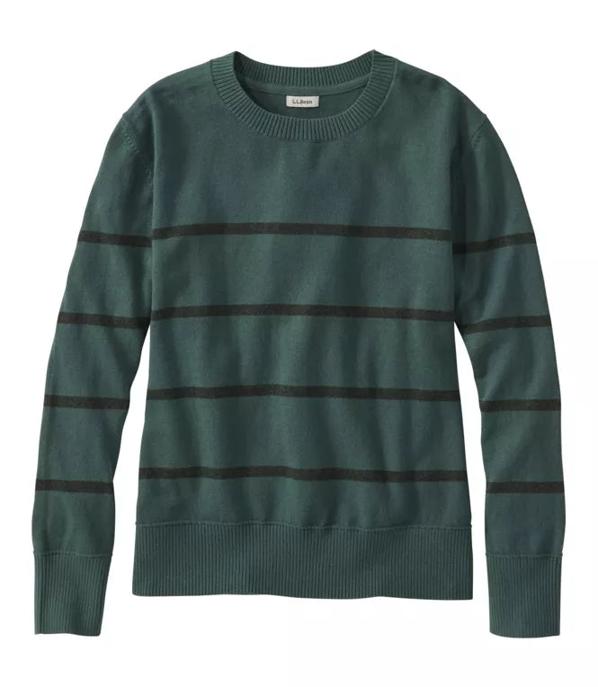 L.L. Bean - Women's Cotton/Cashmere Sweater, Crewneck Stripe