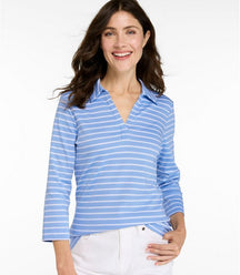 L.L. Bean Women's Pima Cotton Tee — Three-Quarter-Sleeve Polo Stripe, for everyday wear
