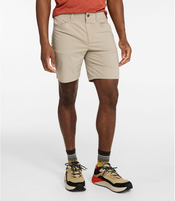 L.L. Bean Men's Mountainside Ripstop Shorts — Moss green, for hiking, travel, and everyday wear.