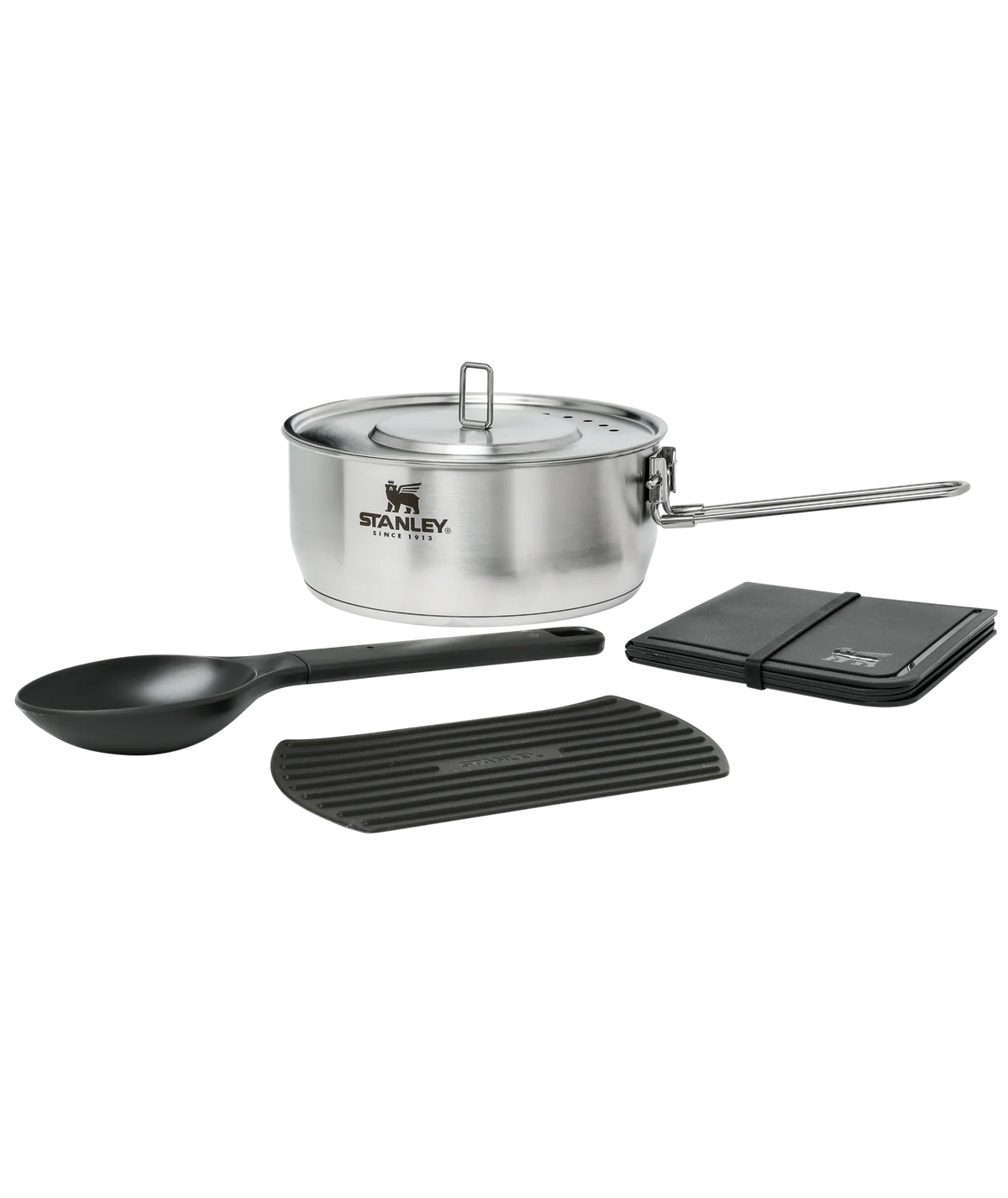 Stanley Adventure Even-Heat Essential Pot Set — silver pots, for hiking and camping.