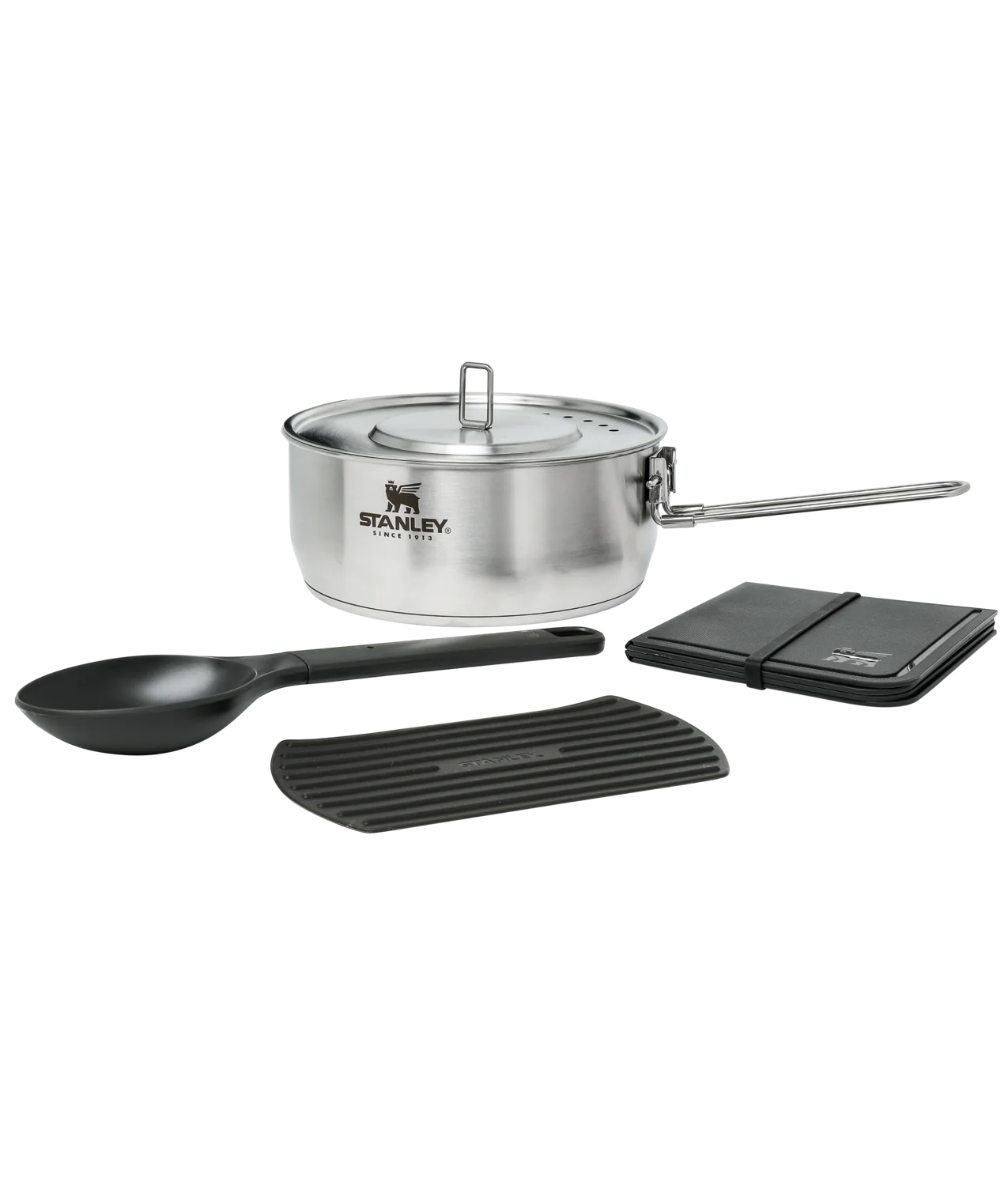 Stanley Adventure Even-Heat Essential Pot Set — silver pots, for hiking and camping.