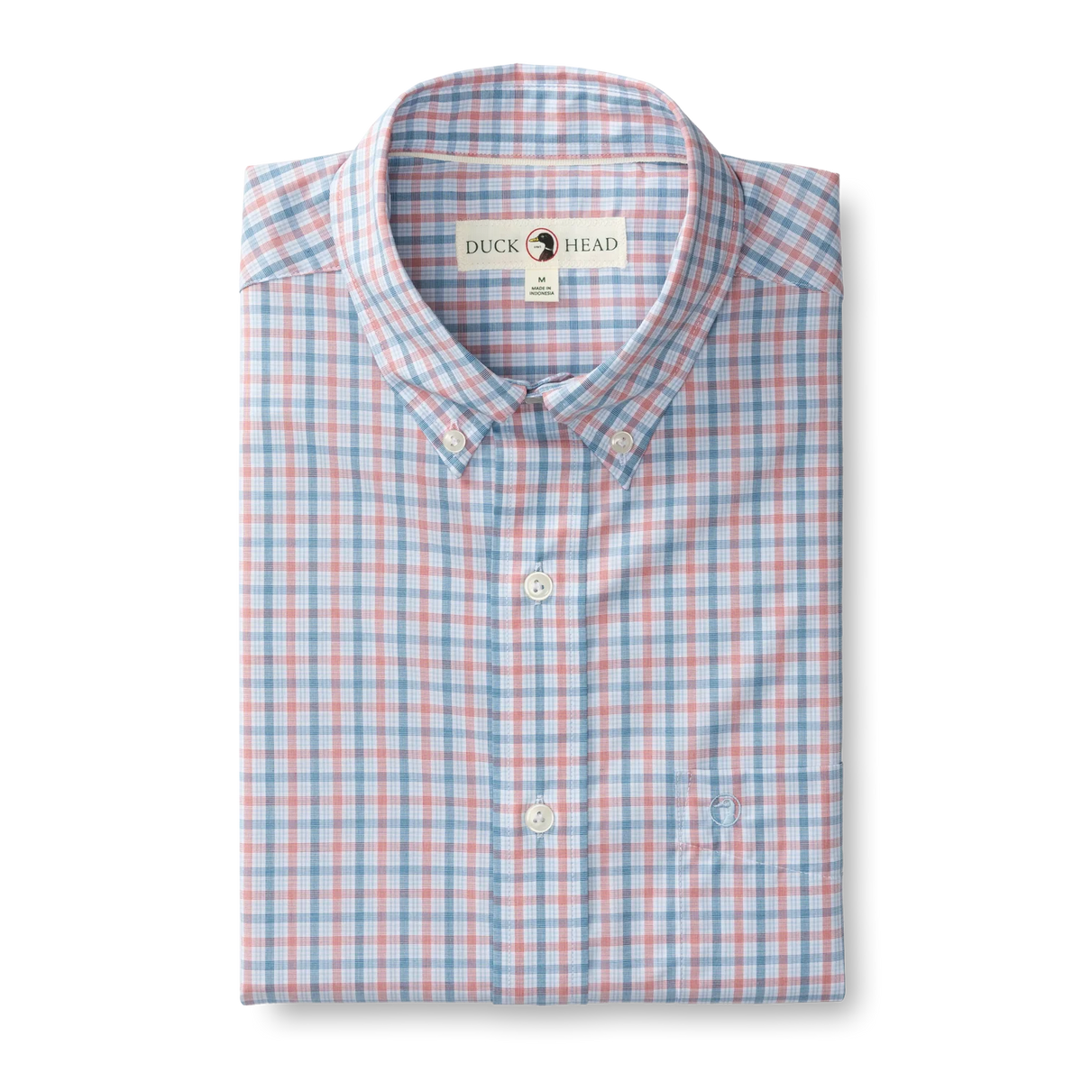 Duck Head Performance Poplin Sport Shirt Trent Plaid — blue plaid, for everyday travel.