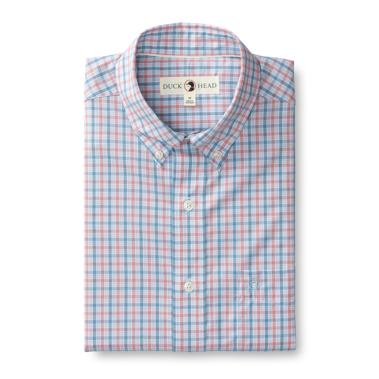 Duck Head Performance Poplin Sport Shirt Trent Plaid — blue plaid, for everyday travel.