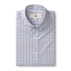 Duck Head Performance Poplin Sport Shirt Trent Plaid — blue plaid, for everyday travel.