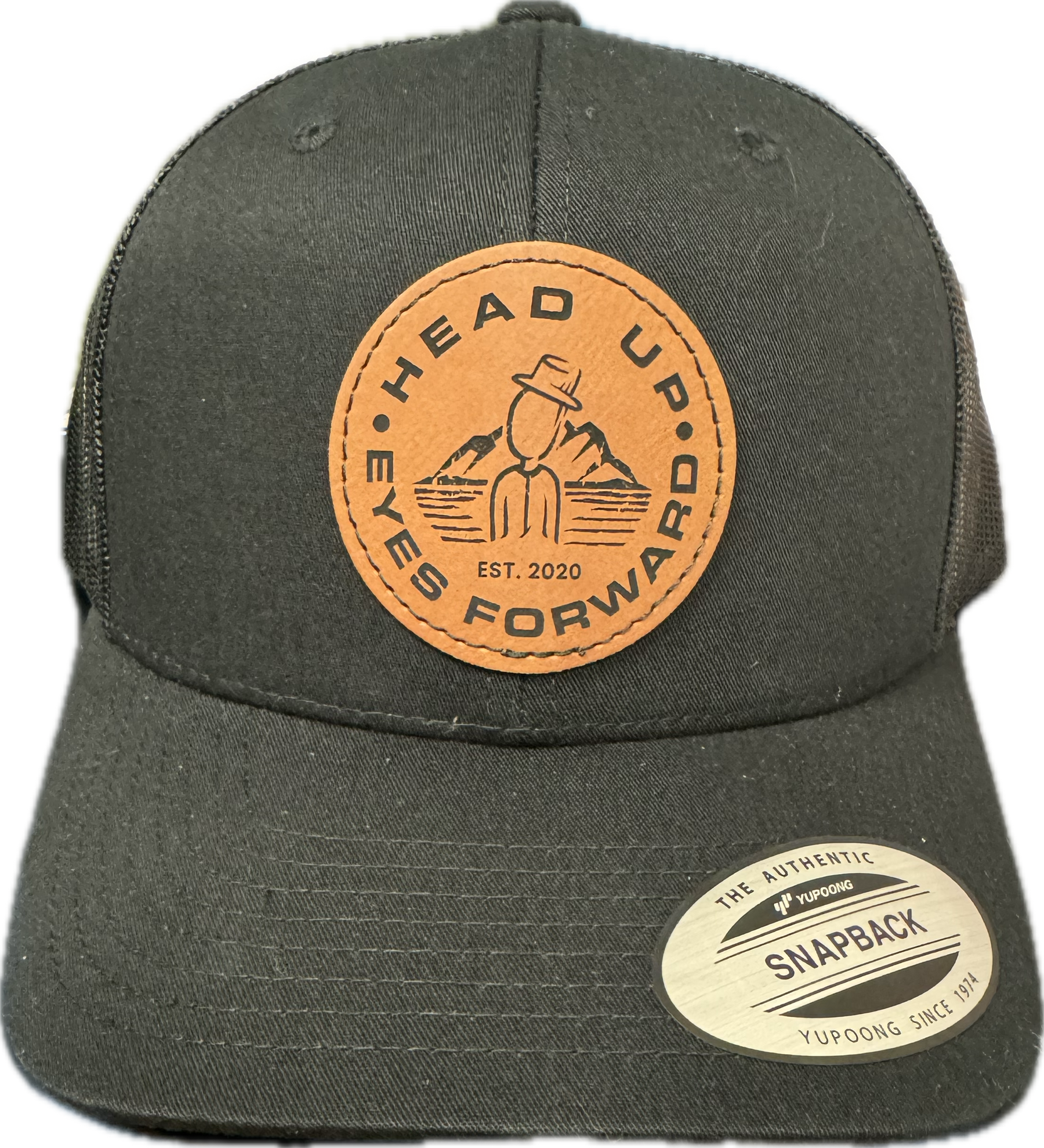 Head Up Eyes Forward Hat — Gray, for everyday wear, hiking, and trail running.