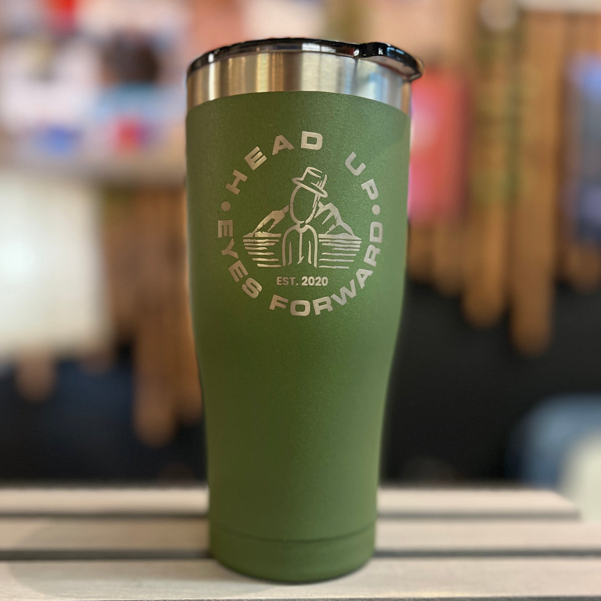 Moss Mountain Outfitters Yukon Freedom Tumbler — "Head Up Eyes Forward" graphic, for everyday hydration.