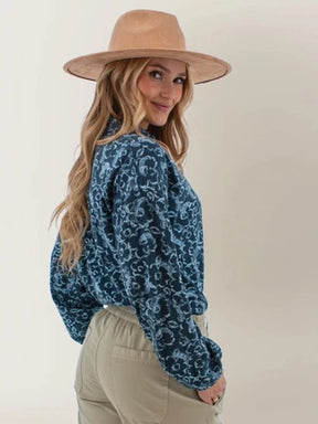 Aventura-Snowlace Full Button Bishop Sleeve Top