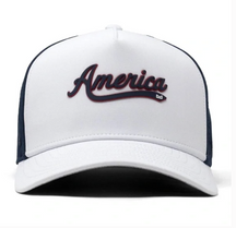 MELIN ODYSSEY STACKED HYDRO AMERICA — red, white, and blue hat, for hiking, water, and everyday wear.