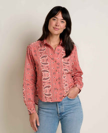 Toad & Co. Arroyo Twill Boxy Shirt — Moss green, for hiking, everyday wear, and travel.