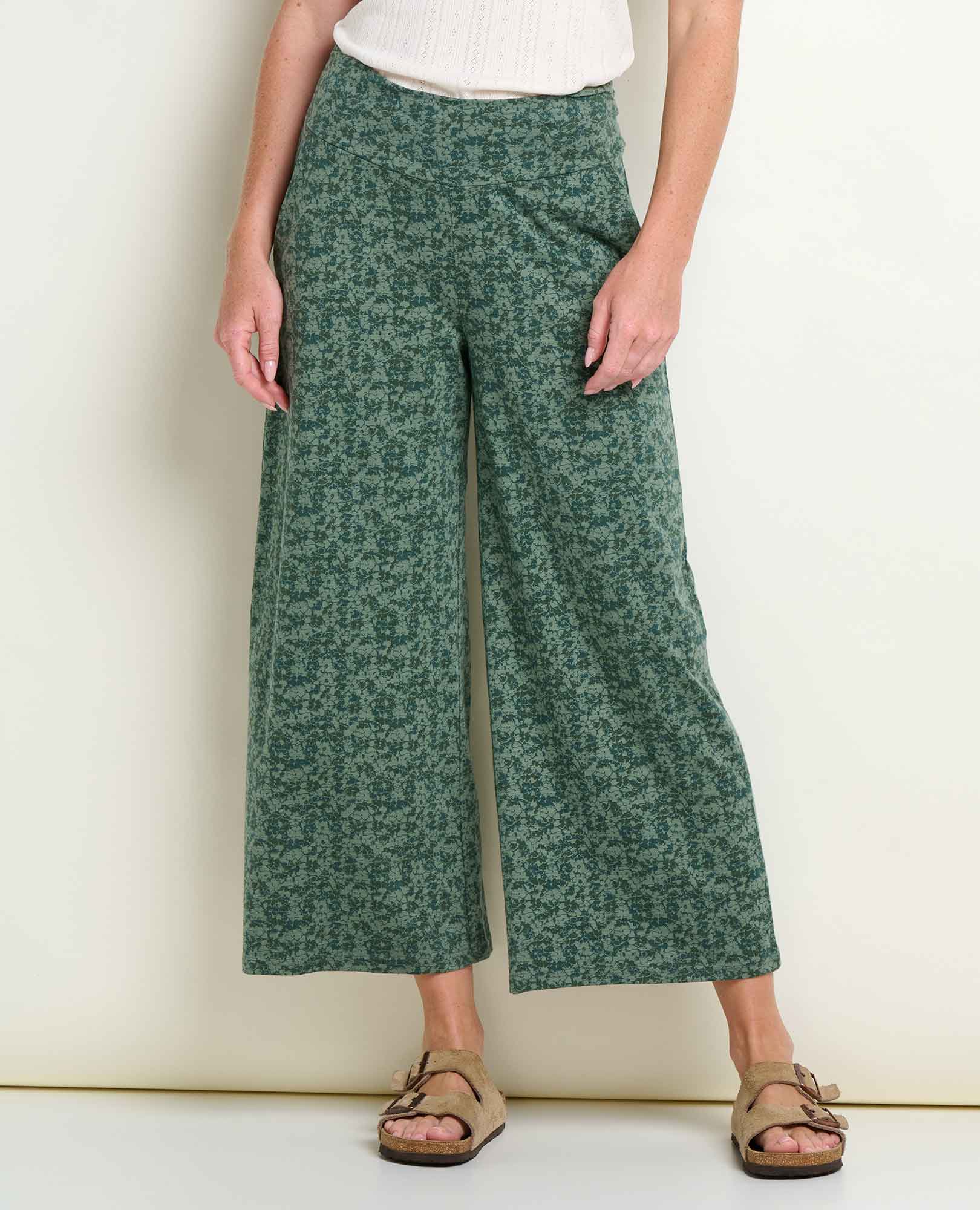 Toad & Co. Chaka Wide Leg Crop Pant — Moss green, for everyday travel