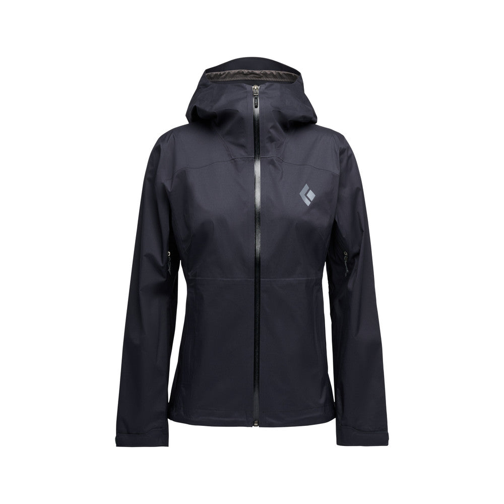 Black Diamond Women's Fineline Stretch Shell — black, for hiking, climbing, and everyday wear.