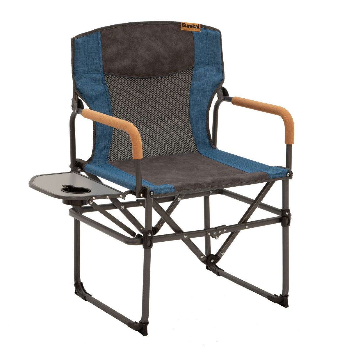 Eureka! Director's Chair with Side Table by Deuter — black, for camp and everyday use.