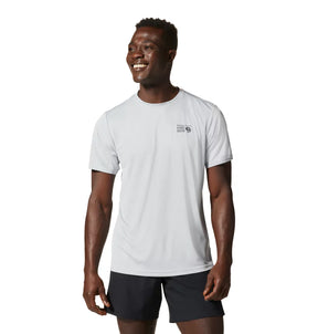 Mountain Hardwear Wicked Tech Short Sleeve — gray, for hiking, trail running, or climbing.