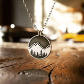 The Bearded Jeweler Explorer Round Necklace — sterling silver, for everyday wear, hiking, and camping.