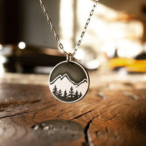 The Bearded Jeweler Explorer Round Necklace — sterling silver, for everyday wear, hiking, and camping.