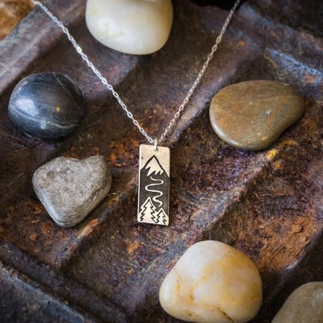 The Bearded Jeweler Winter Ski Slope Wide Bar Necklace — sterling silver, for everyday.