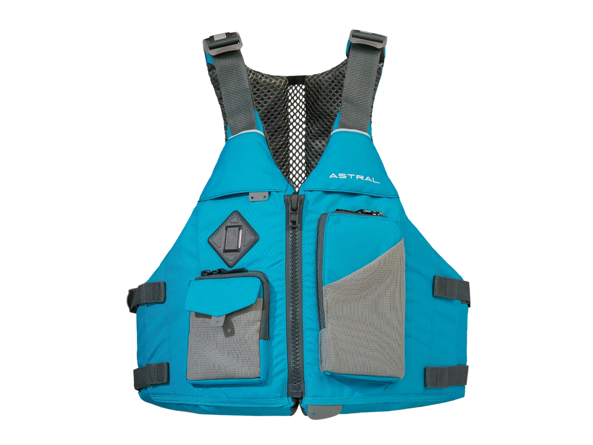 Astral E-Ronny PFD — black, for whitewater kayaking.