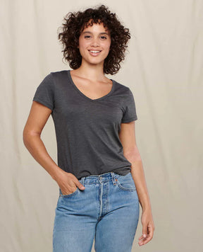Toad & Co. Women's Marley Short Sleeve Shirt — light blue, for everyday wear.