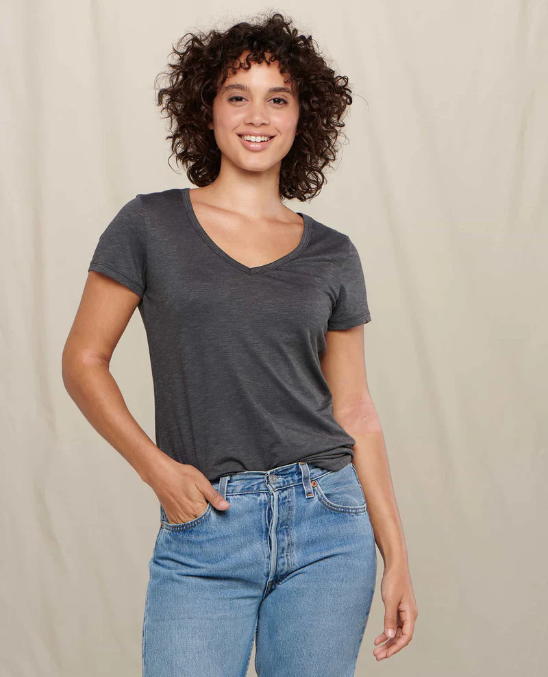 Toad & Co. Women's Marley Short Sleeve Shirt — light blue, for everyday wear.