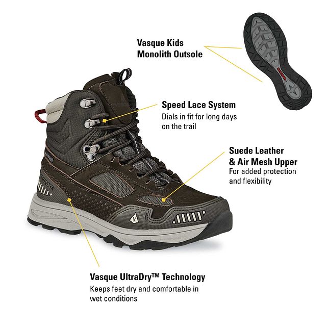 Vasque KIDS BREEZE AT ULTRADRY™ — Waterproof hiking boot, for everyday hikes.